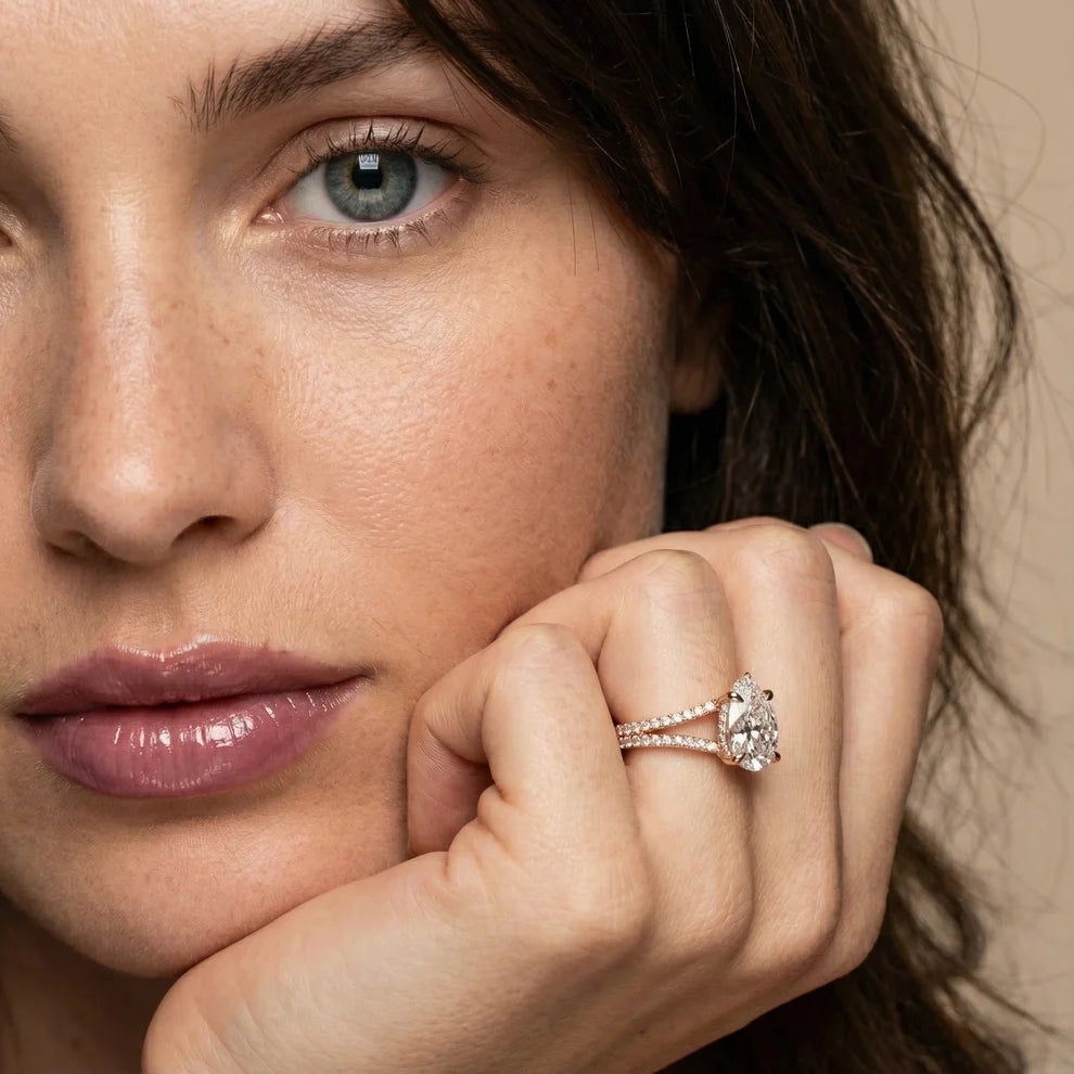 Eternal Embrace Solitaire Pear Diamond Engagement & Wedding Ring