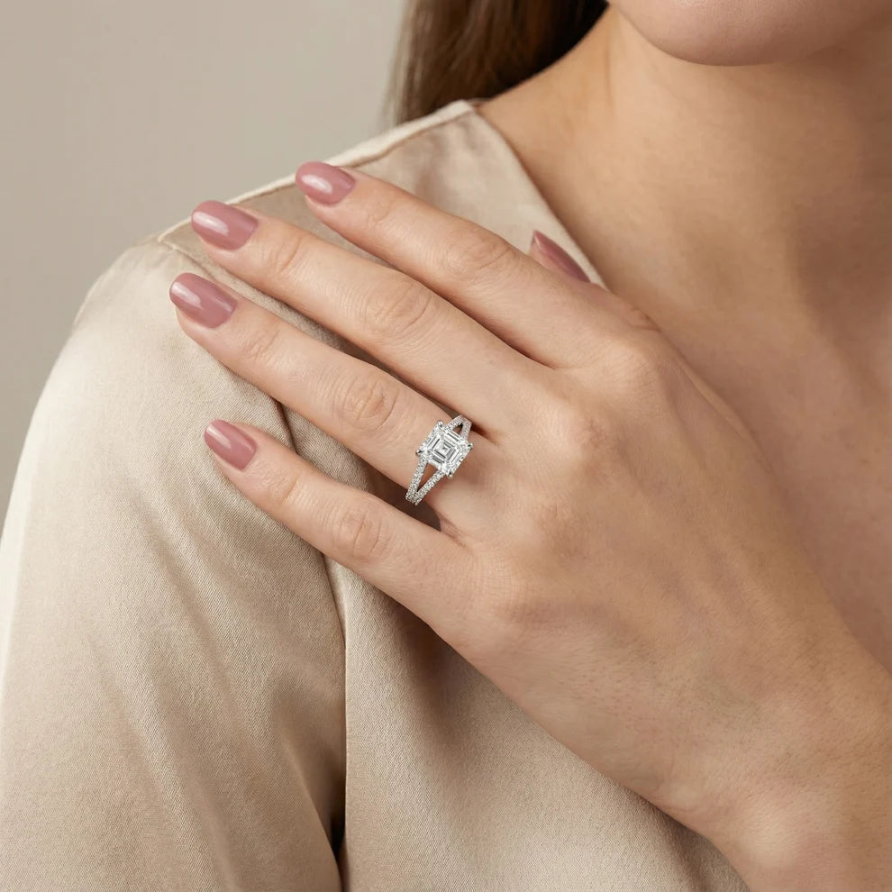 Eternal Embrace Solitaire Asscher Diamond Engagement & Wedding Ring