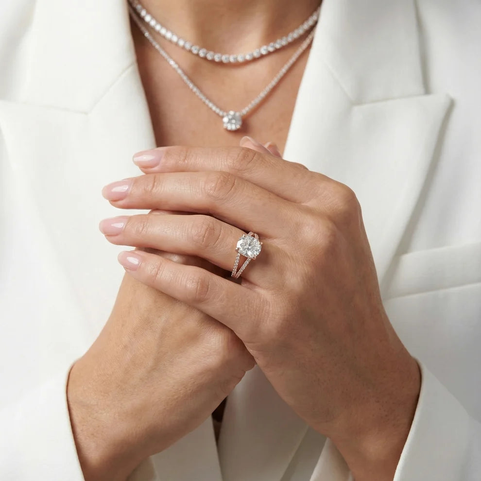 Eternal Embrace Solitaire Cushion Diamond Engagement & Wedding Ring
