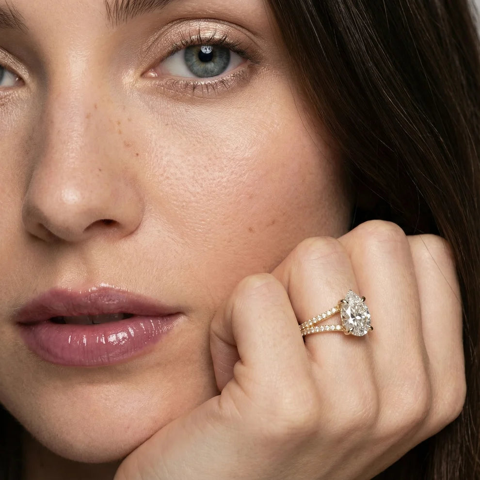 Eternal Embrace Solitaire Pear Diamond Engagement & Wedding Ring