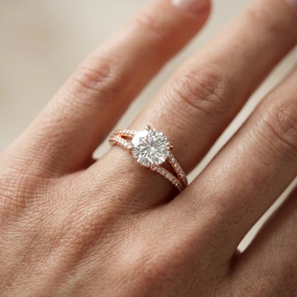 Eternal Embrace Solitaire Round Diamond Engagement & Wedding Ring