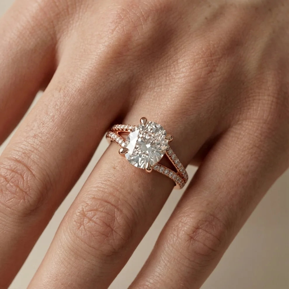 Eternal Embrace Solitaire Cushion Diamond Engagement & Wedding Ring