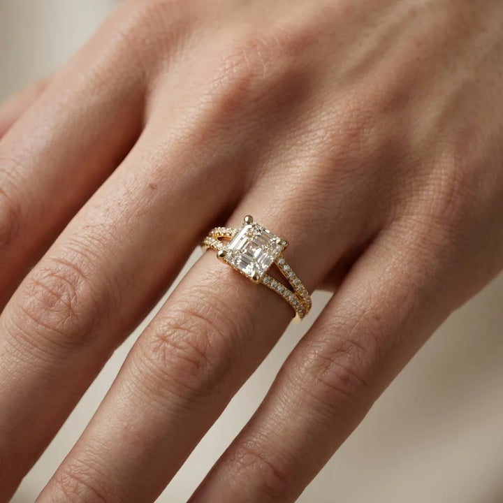 Eternal Embrace Solitaire Asscher Diamond Engagement & Wedding Ring
