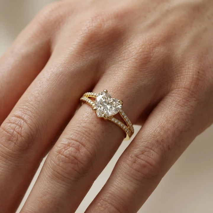 Eternal Embrace Solitaire Heart Diamond Engagement & Wedding Ring