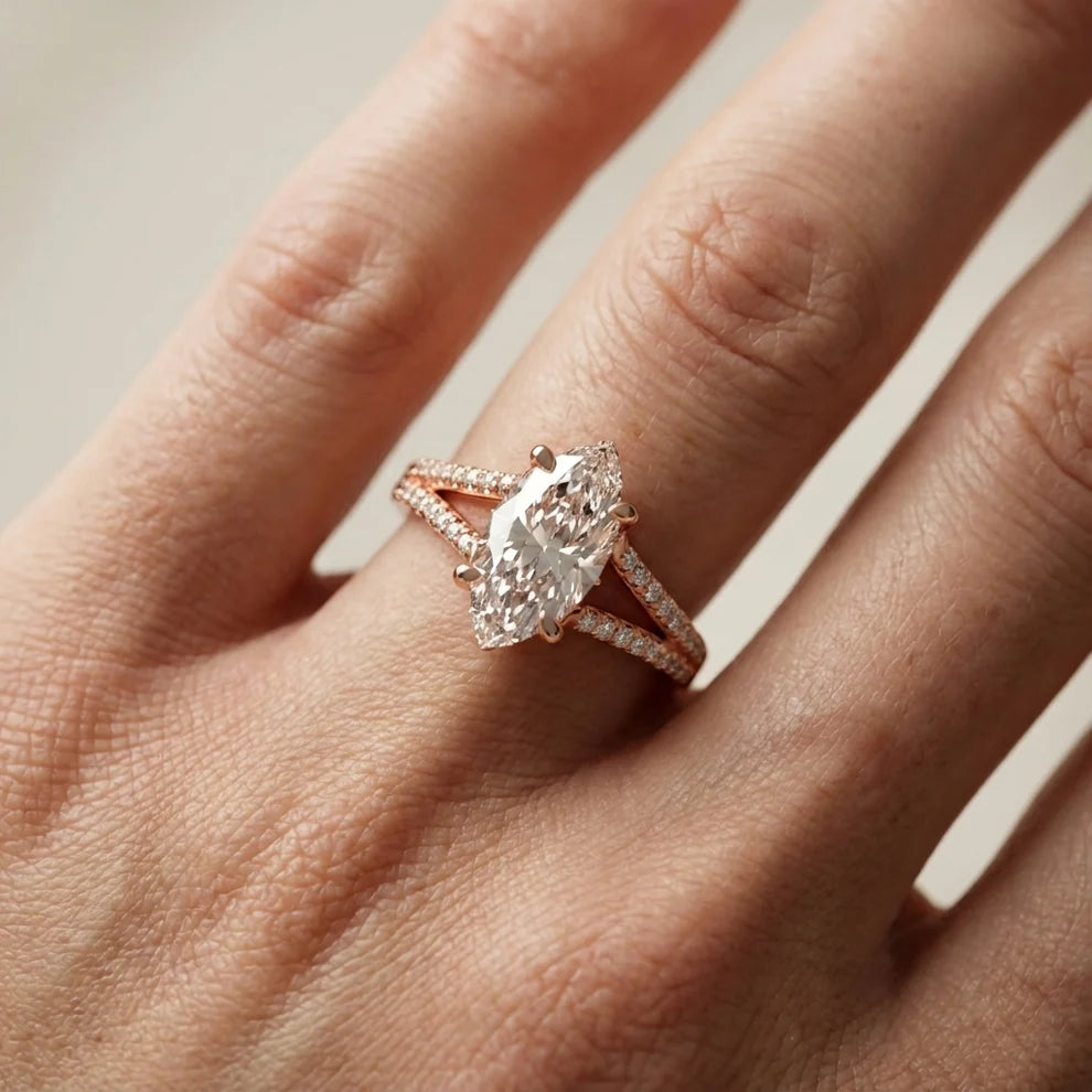 Eternal Embrace Solitaire Marquise Diamond Engagement & Wedding Ring