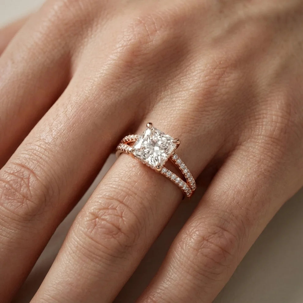 Eternal Embrace Solitaire Princess Diamond Engagement & Wedding Ring