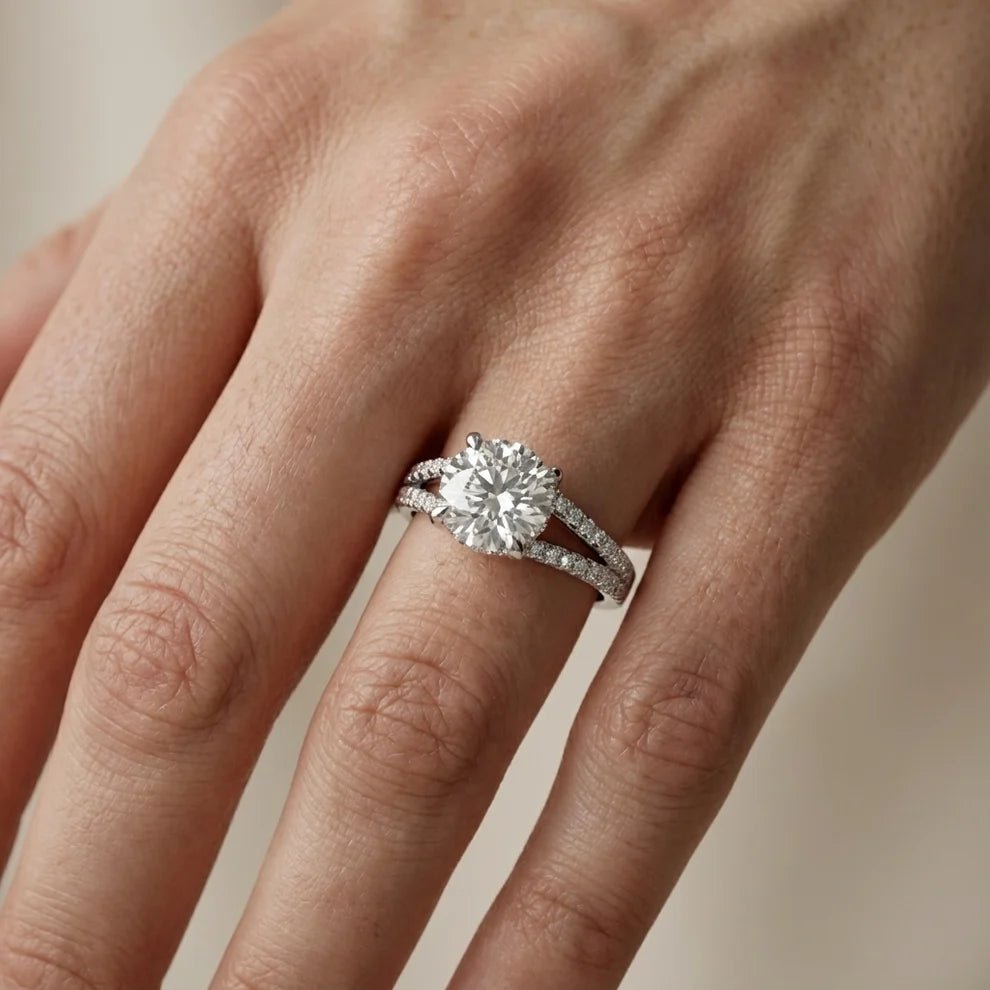 Eternal Embrace Solitaire Round Diamond Engagement & Wedding Ring