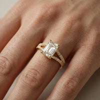 Eternal Embrace Solitaire Emerald Diamond Engagement & Wedding Ring