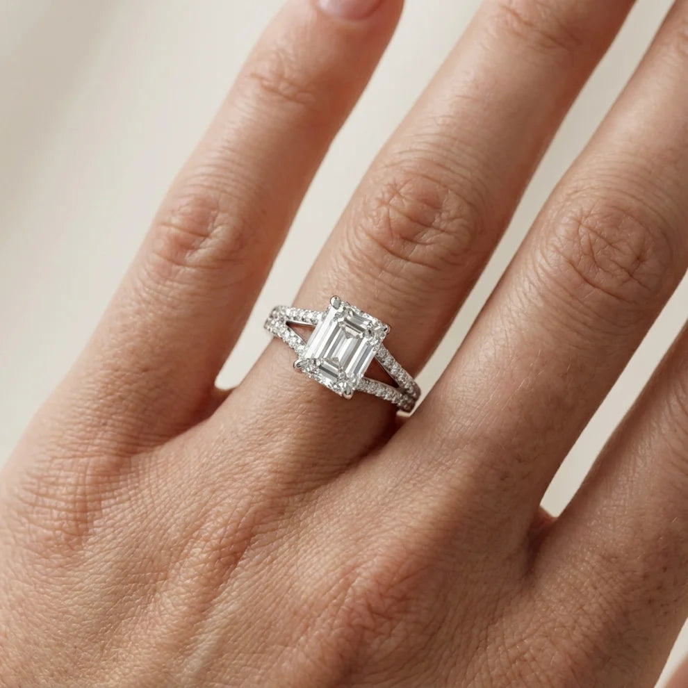 Eternal Embrace Solitaire Radiant Diamond Engagement & Wedding Ring