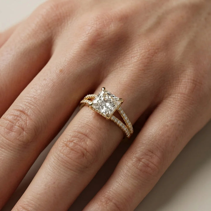 Eternal Embrace Solitaire Princess Diamond Engagement & Wedding Ring