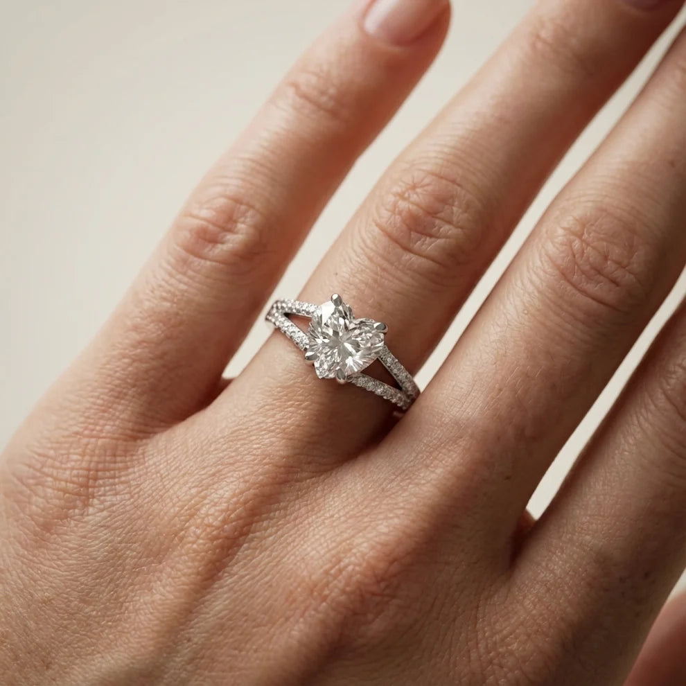 Eternal Embrace Solitaire Heart Diamond Engagement & Wedding Ring