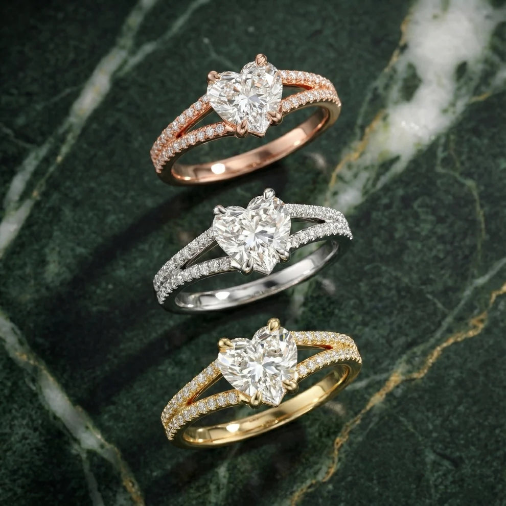 Eternal Embrace Solitaire Heart Diamond Engagement & Wedding Ring