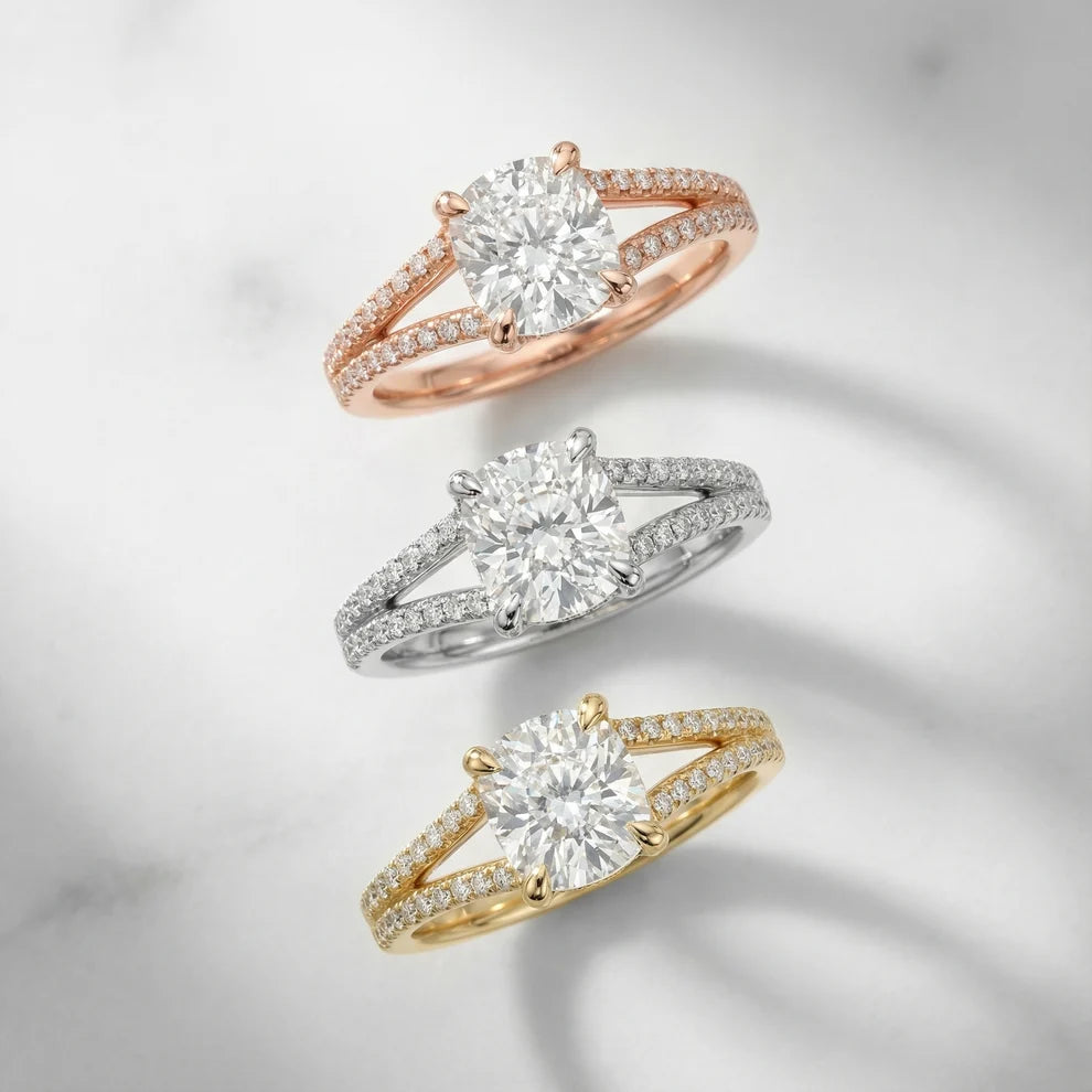 Eternal Embrace Solitaire Cushion Diamond Engagement & Wedding Ring