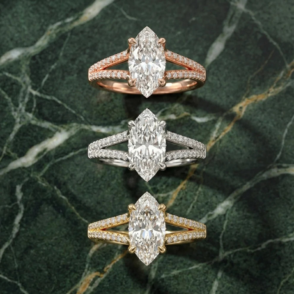 Eternal Embrace Solitaire Marquise Diamond Engagement & Wedding Ring