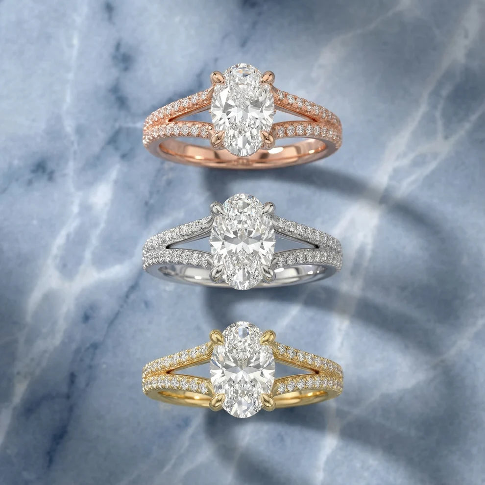 Eternal Embrace Solitaire Oval Diamond Engagement & Wedding Ring