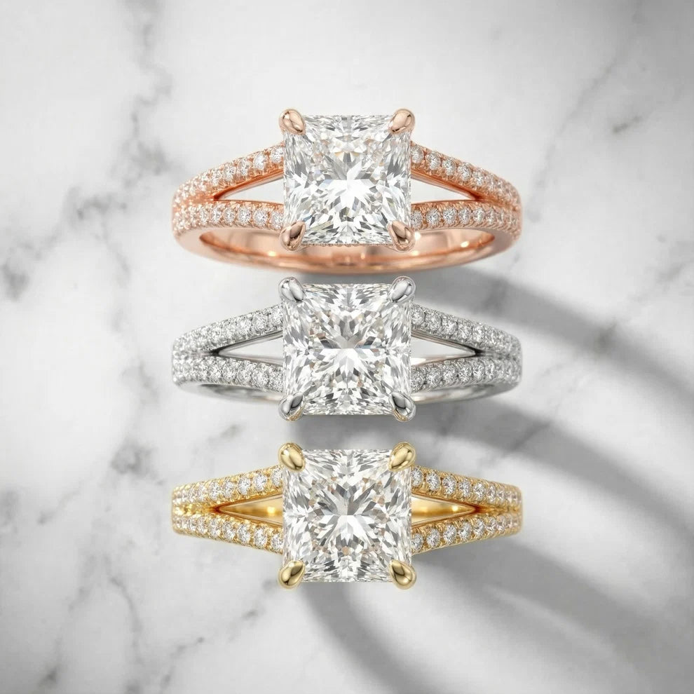 Eternal Embrace Solitaire Princess Diamond Engagement & Wedding Ring