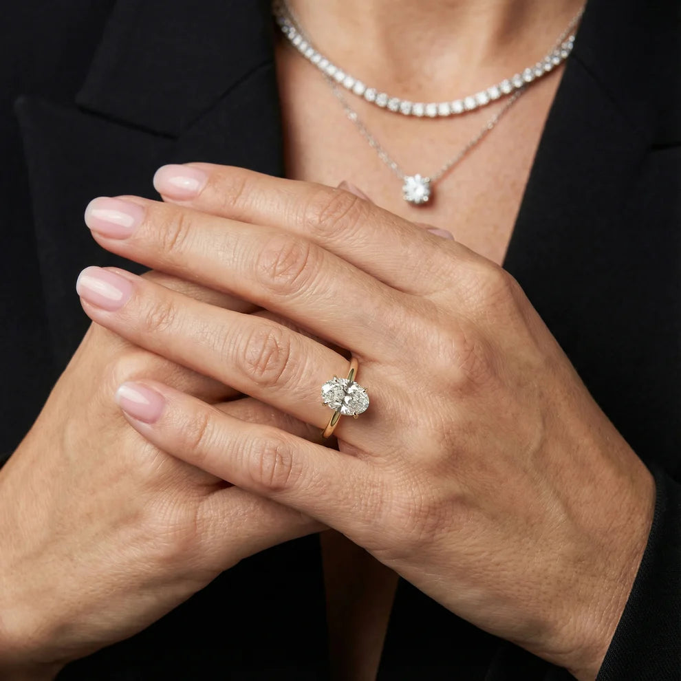 Oval Diamond Engagement & Wedding Ring