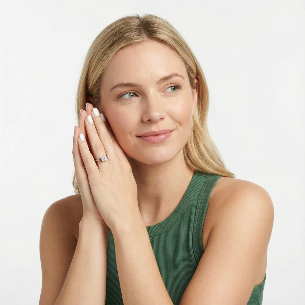 Princess Diamond Engagement & Wedding Ring