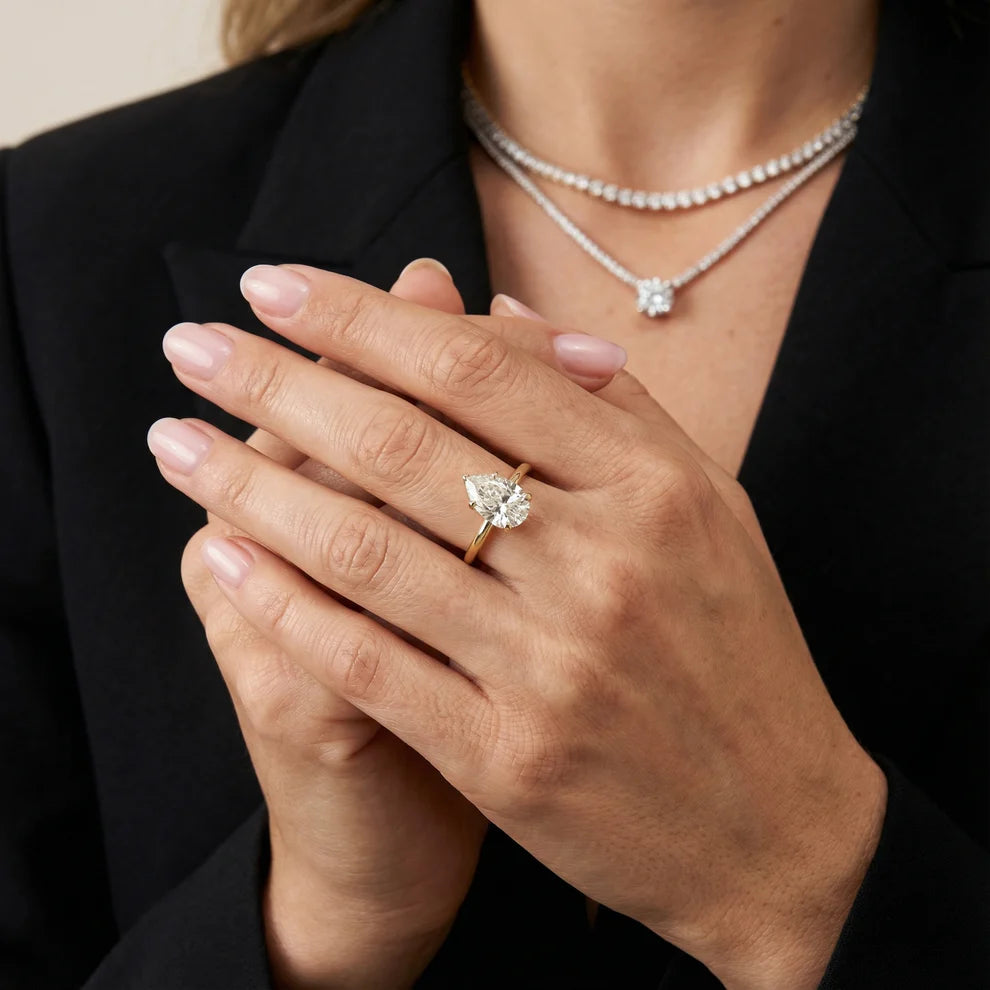 Pear Diamond Engagement & Wedding Ring