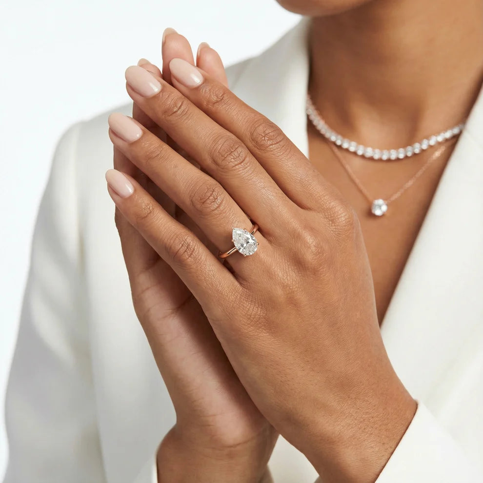 Pear Diamond Engagement & Wedding Ring