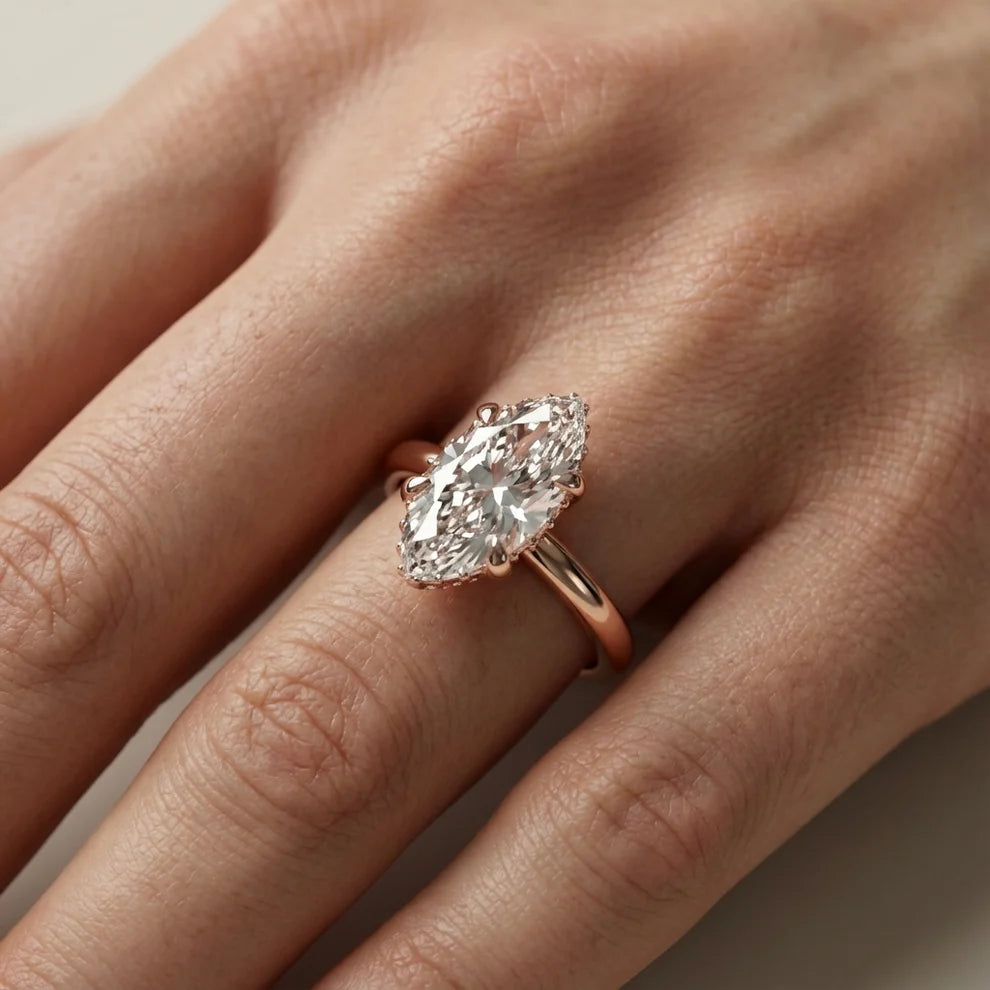 Marquise Diamond Engagement & Wedding Ring