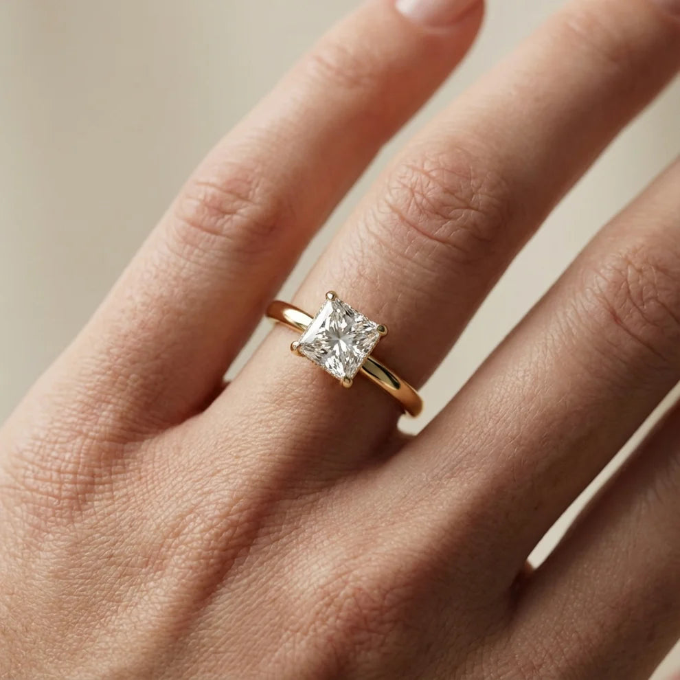 Princess Diamond Engagement & Wedding Ring