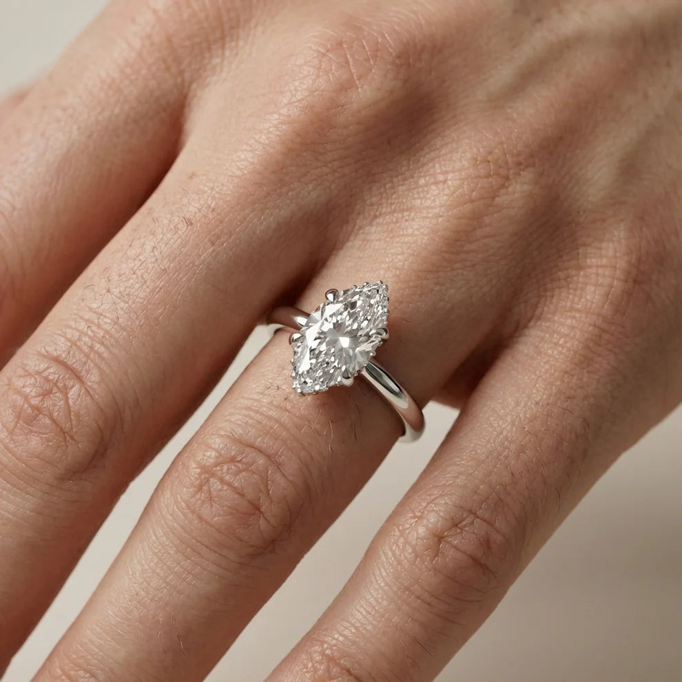 Marquise Diamond Engagement & Wedding Ring