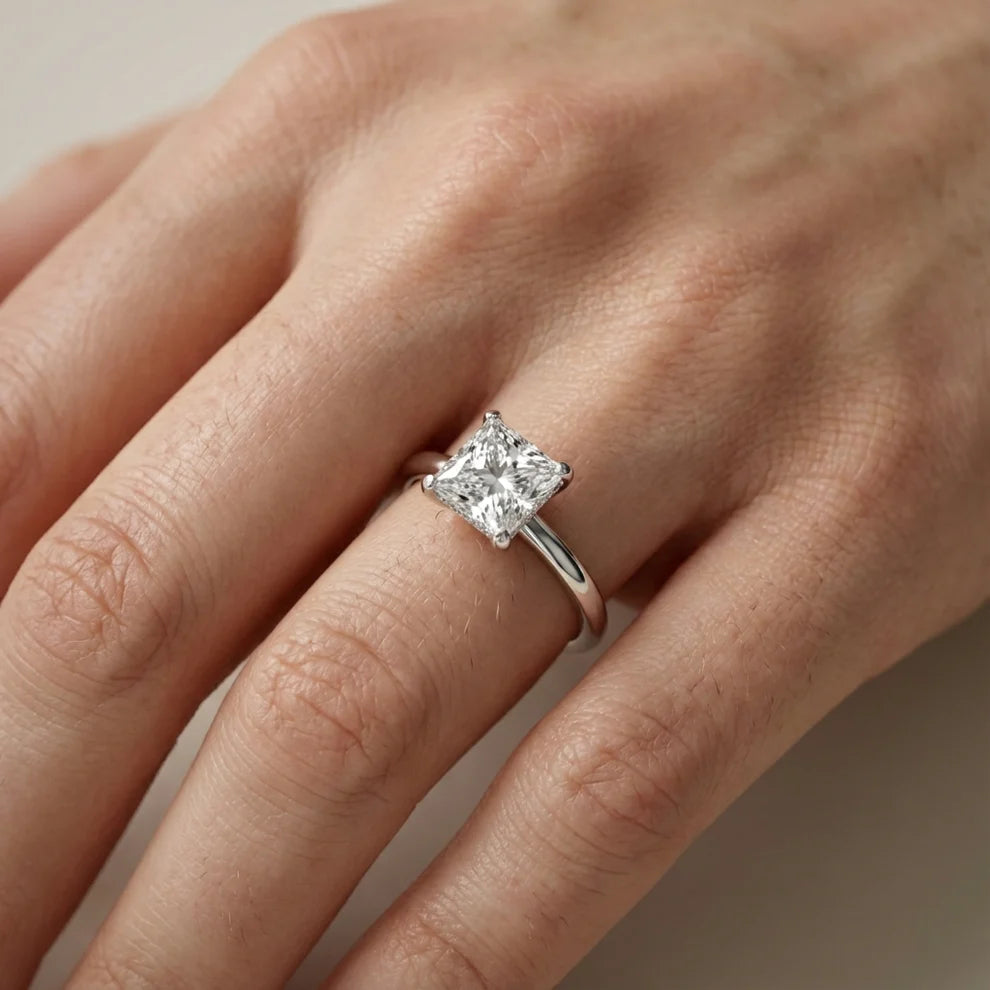 Princess Diamond Engagement & Wedding Ring
