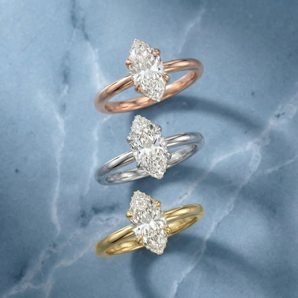 Marquise Diamond Engagement & Wedding Ring
