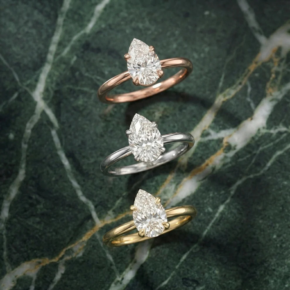 Pear Diamond Engagement & Wedding Ring