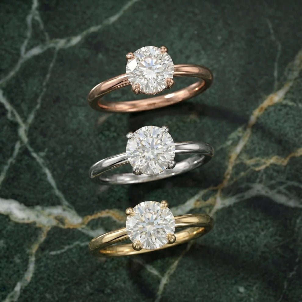 Round Diamond Engagement & Wedding Ring