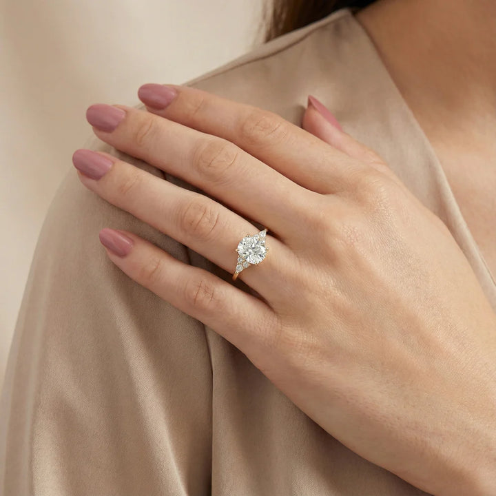 Amelia Three Stone Cushion Diamond Engagement & Wedding Ring