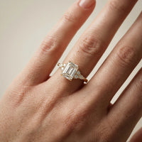 Amelia Three Stone Emerald Diamond Engagement & Wedding Ring