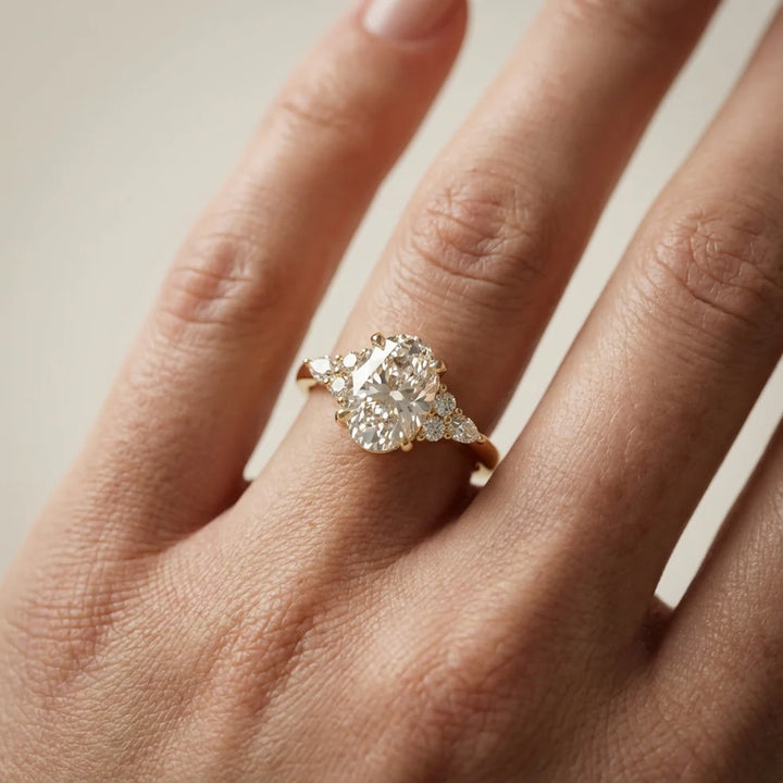 Amelia Three Stone Oval Diamond Engagement & Wedding Ring
