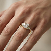 Amelia Three Stone Princess Diamond Engagement & Wedding Ring
