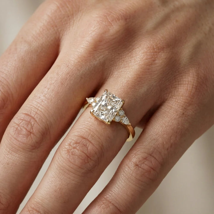 Amelia Three Stone Radiant Diamond Engagement & Wedding Ring