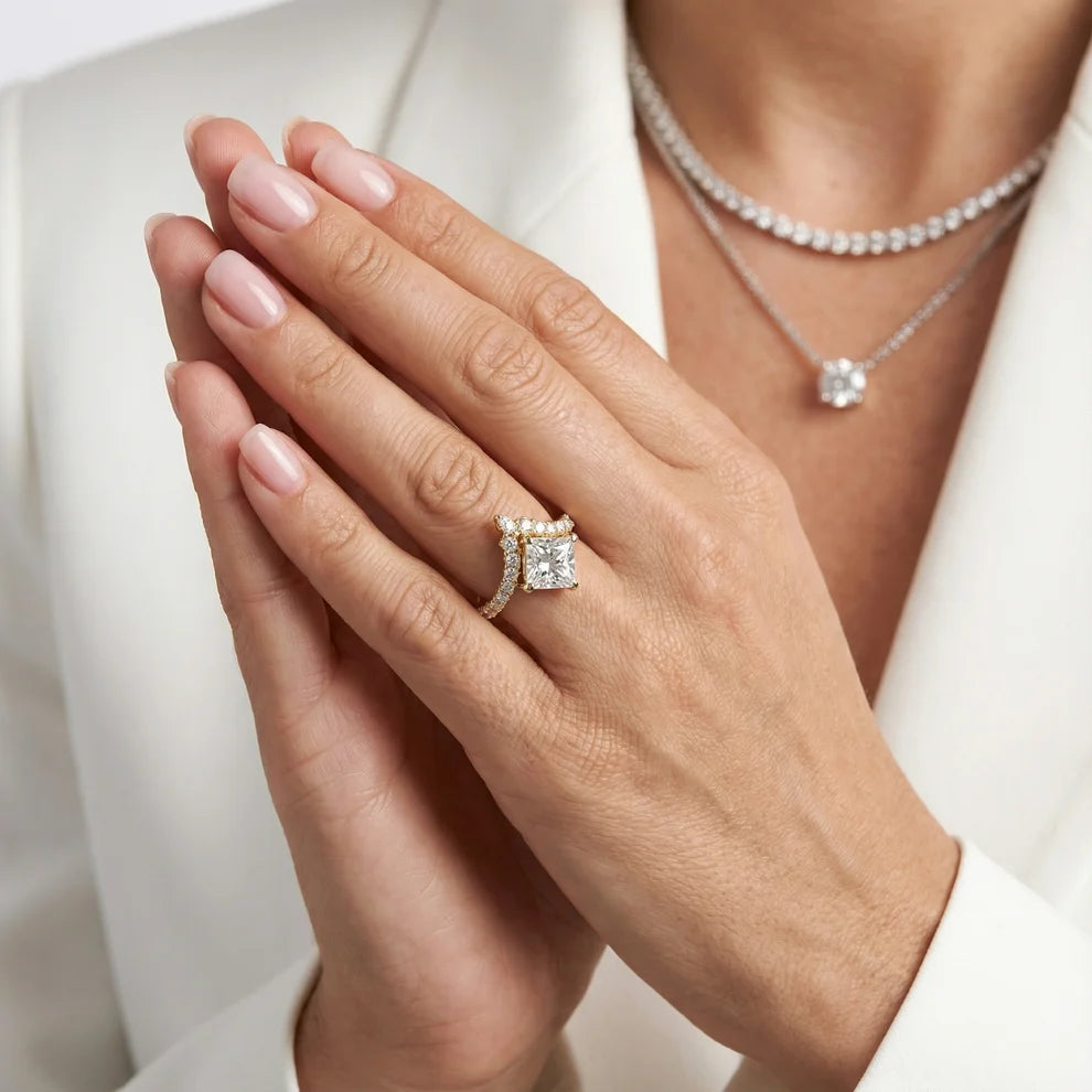 Isabella Legacy Side Stone Princess Diamond Engagement & Wedding Ring