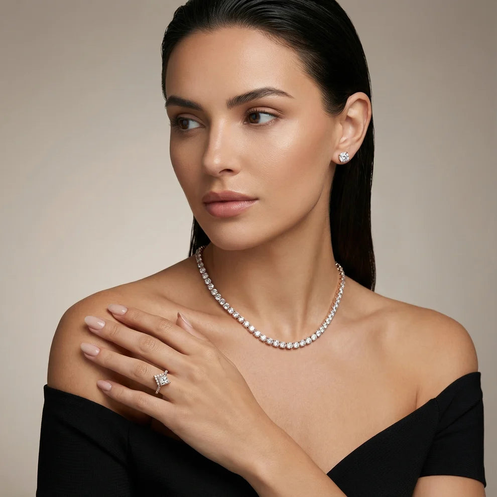 Isabella Legacy Side Stone Princess Diamond Engagement & Wedding Ring