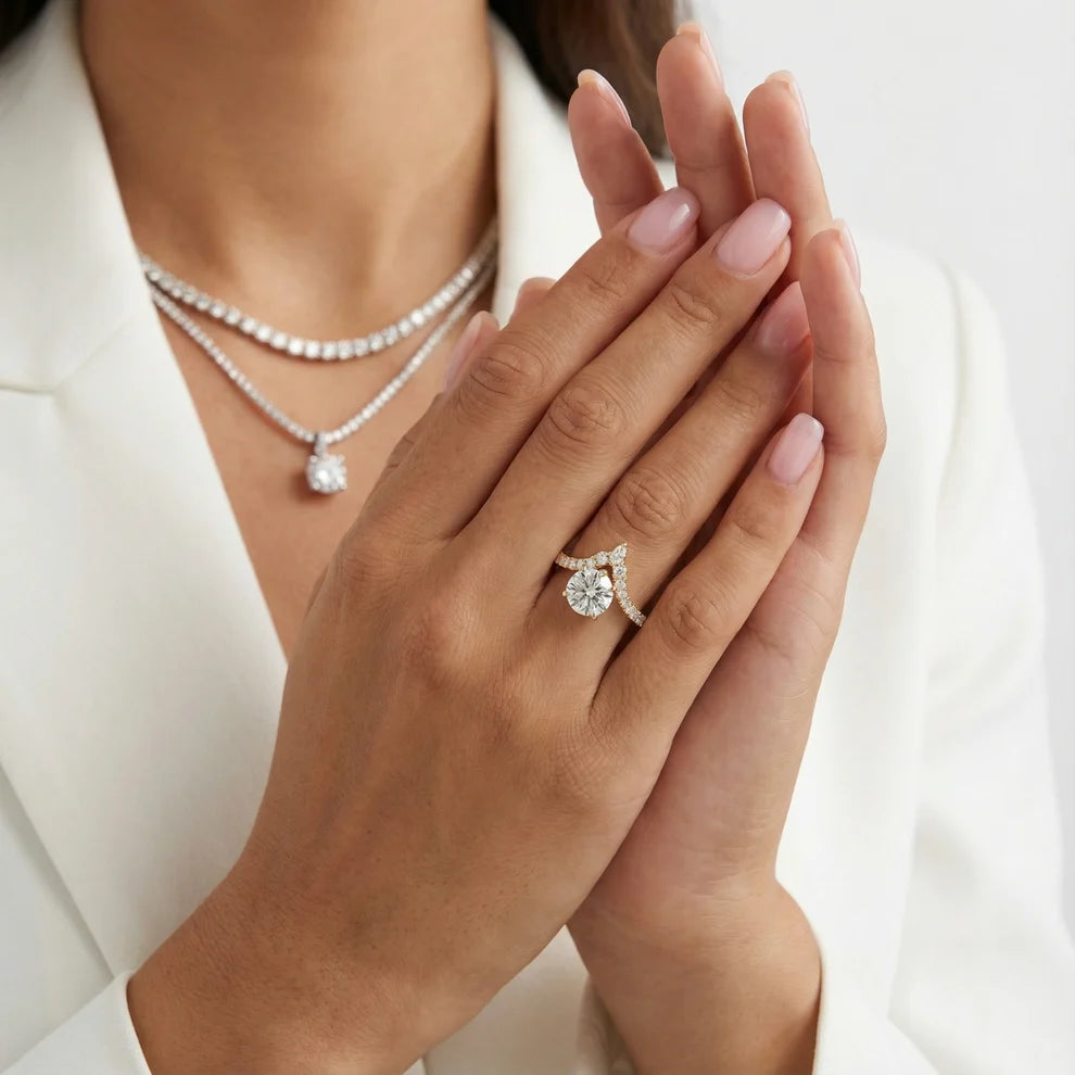 Isabella Legacy Side Stone Round Diamond Engagement & Wedding Ring