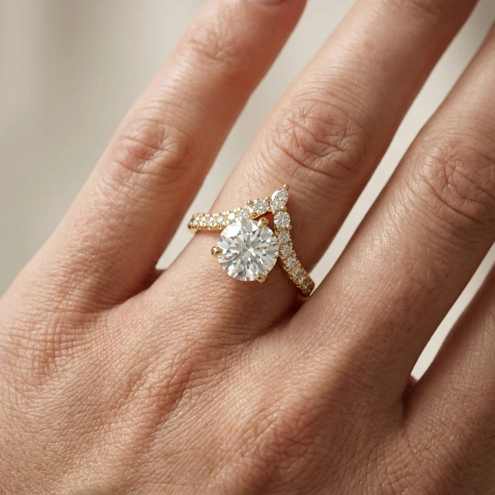 Isabella Legacy Side Stone Round Diamond Engagement & Wedding Ring