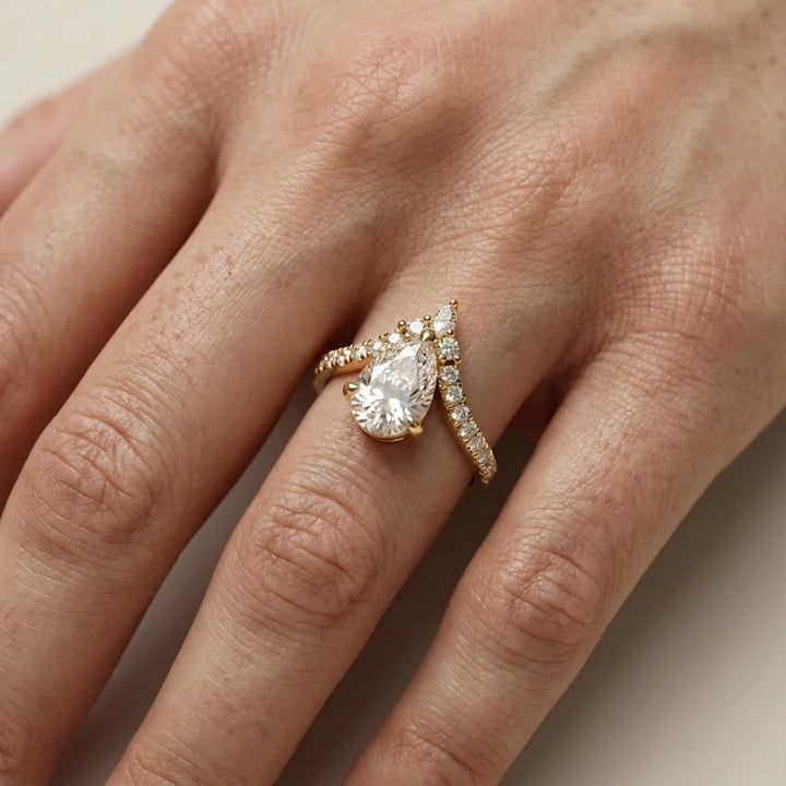 Isabella Legacy Side Stone Pear Diamond Engagement & Wedding Ring
