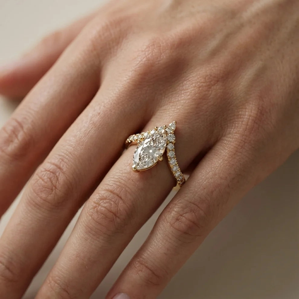 Isabella Legacy Side Stone Marquise Diamond Engagement & Wedding Ring