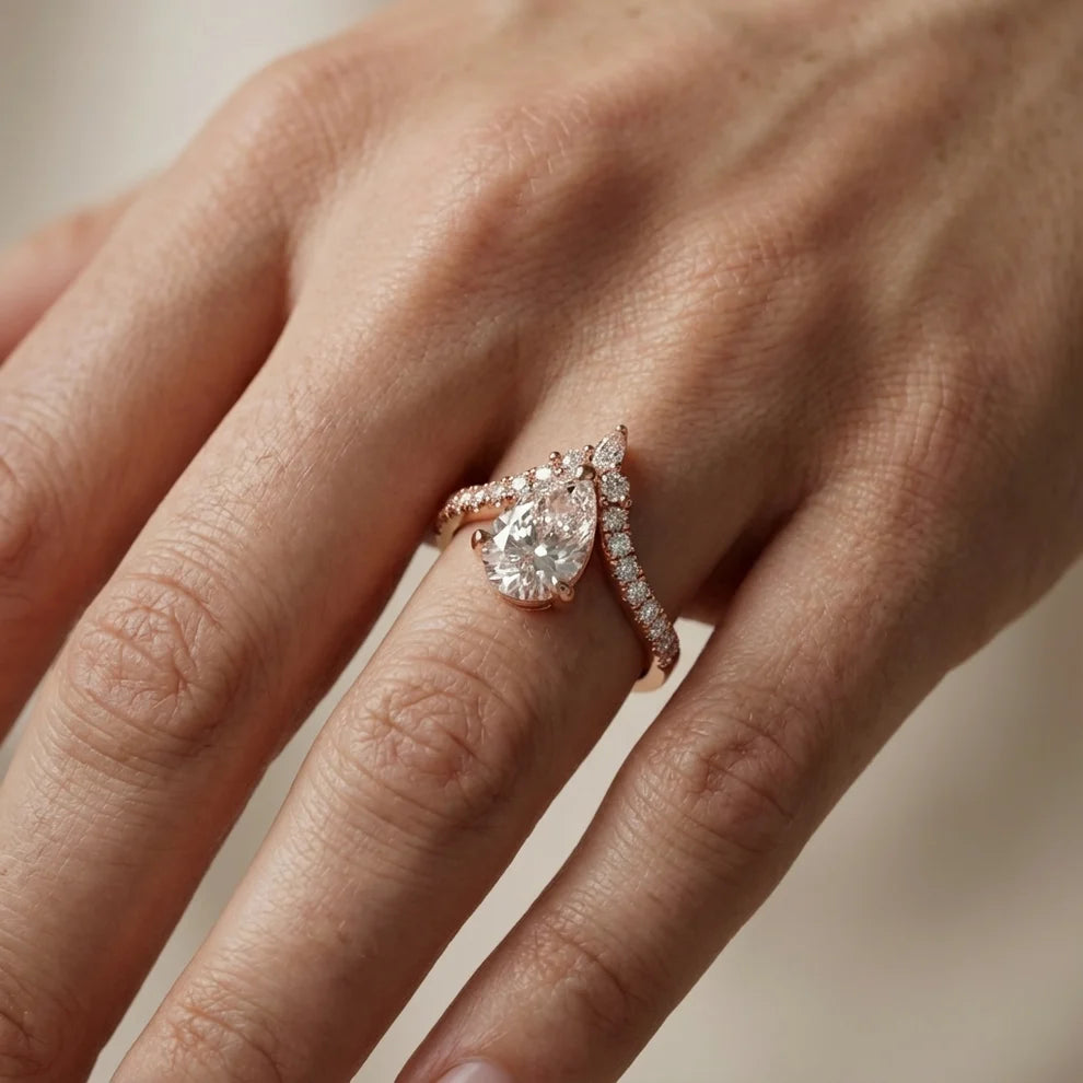 Isabella Legacy Side Stone Pear Diamond Engagement & Wedding Ring