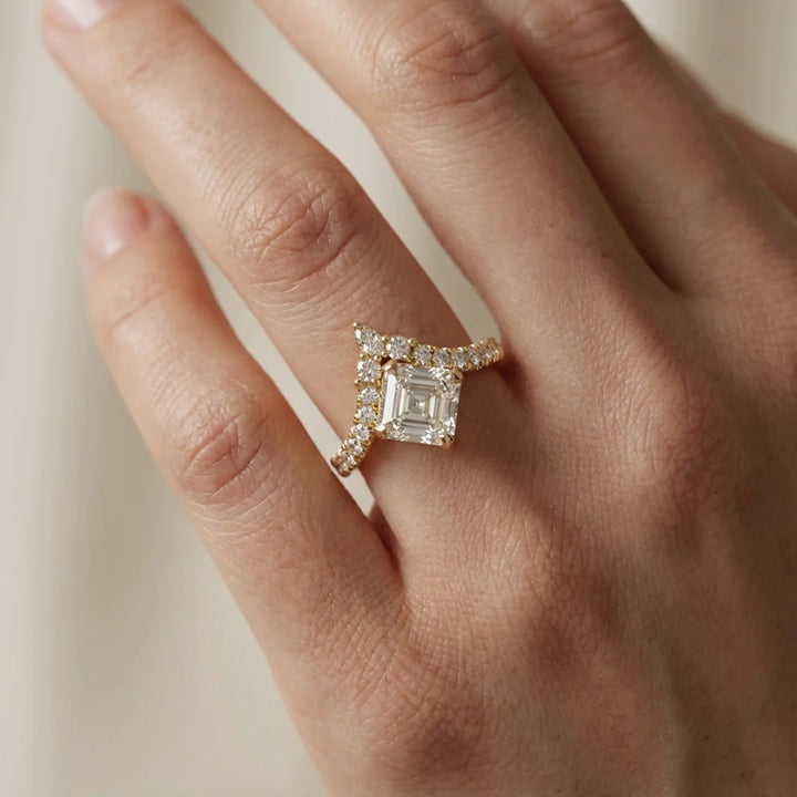 Isabella Legacy Side Stone Asscher Diamond Engagement & Wedding Ring