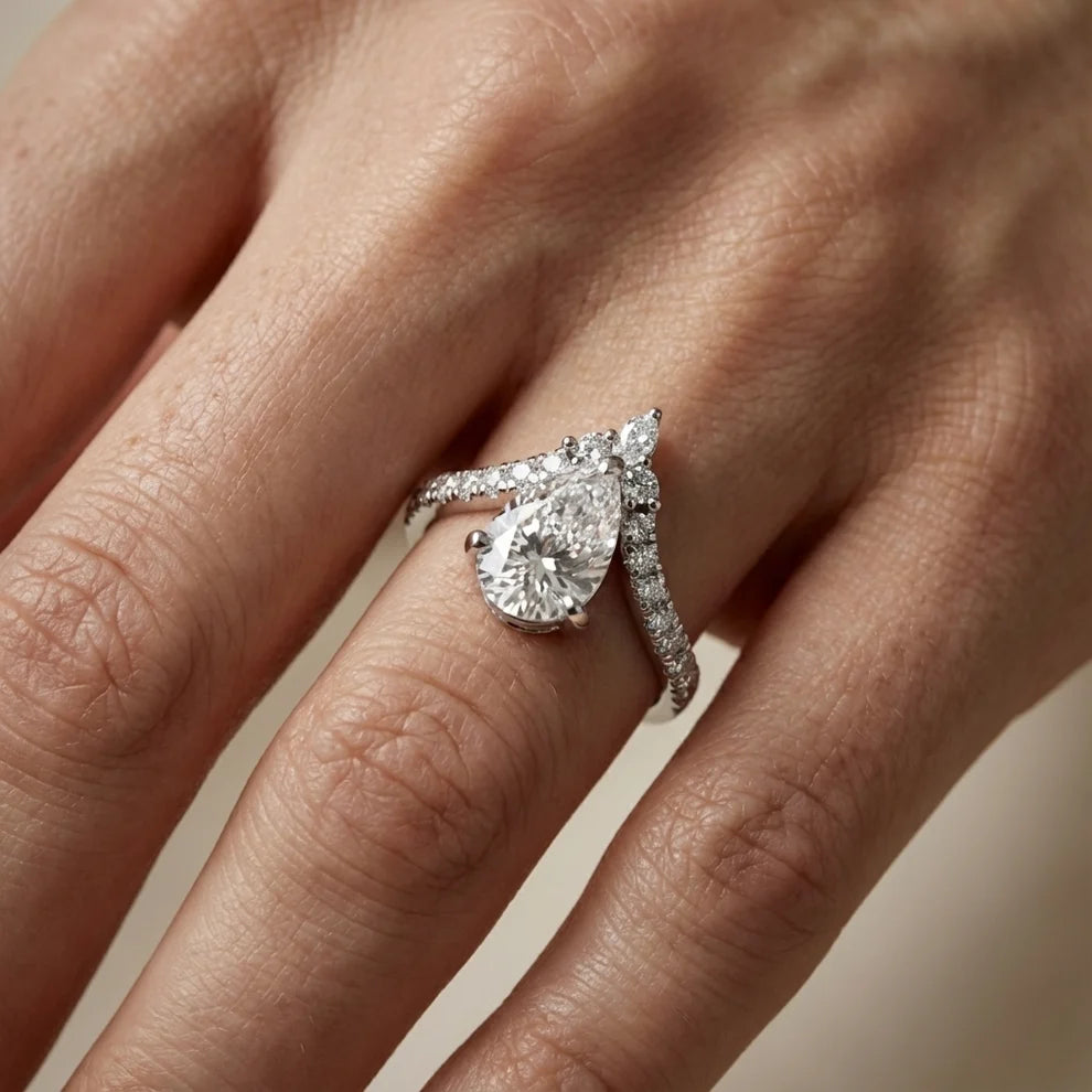 Isabella Legacy Side Stone Pear Diamond Engagement & Wedding Ring
