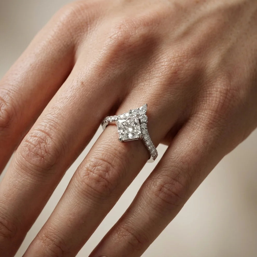 Isabella Legacy Side Stone Princess Diamond Engagement & Wedding Ring