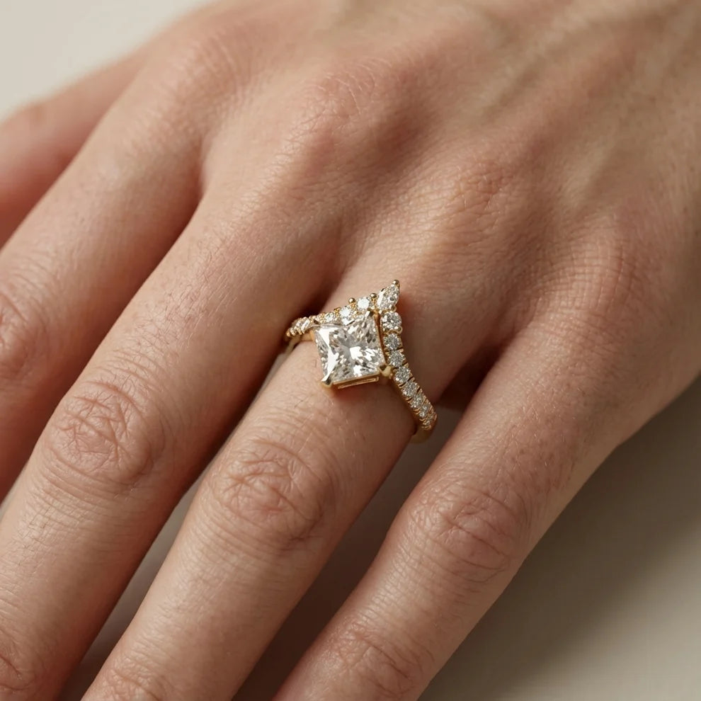 Isabella Legacy Side Stone Princess Diamond Engagement & Wedding Ring