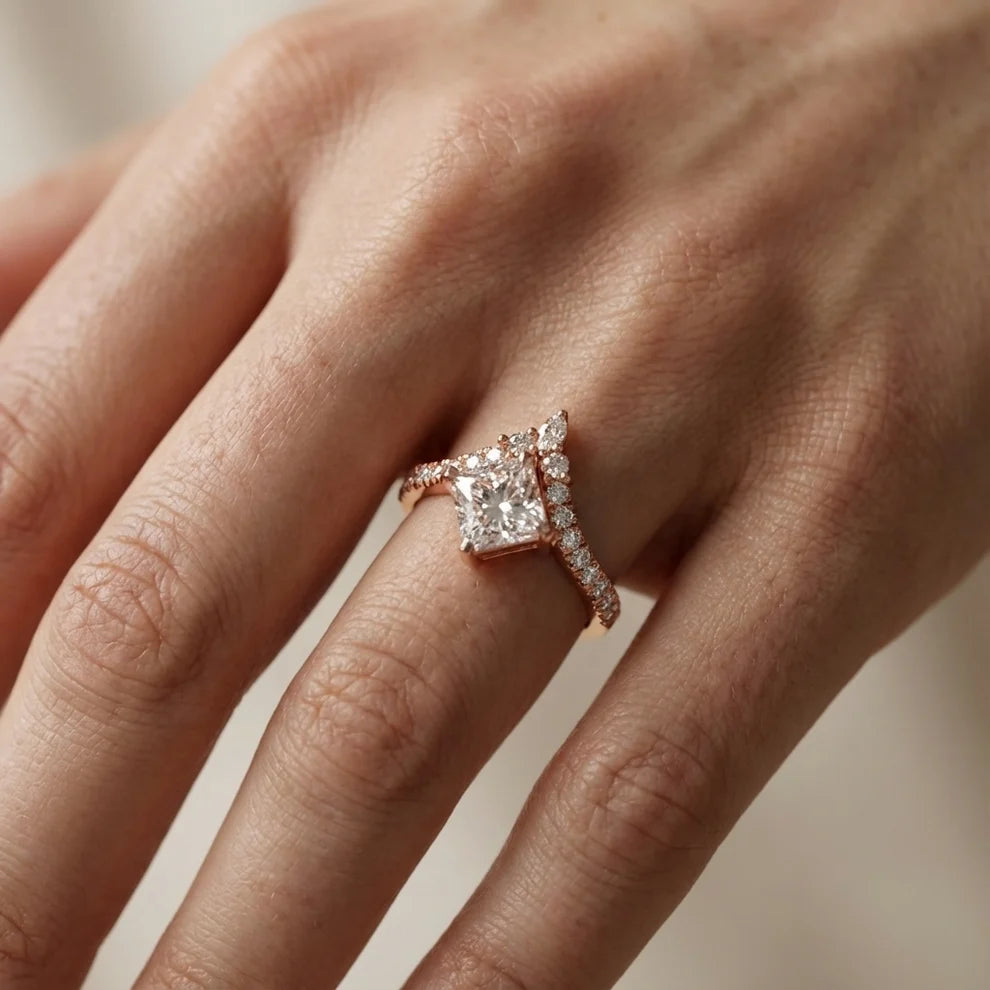 Isabella Legacy Side Stone Princess Diamond Engagement & Wedding Ring