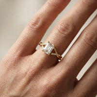 Veronica Twist Side Stone Emerald Diamond Engagement & Wedding Ring