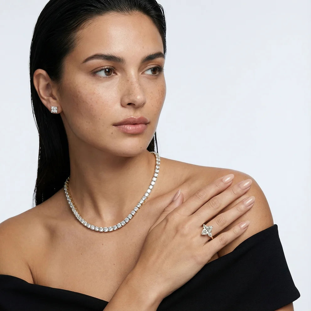 Grace Three Stone Marquise Diamond Engagement & Wedding Ring